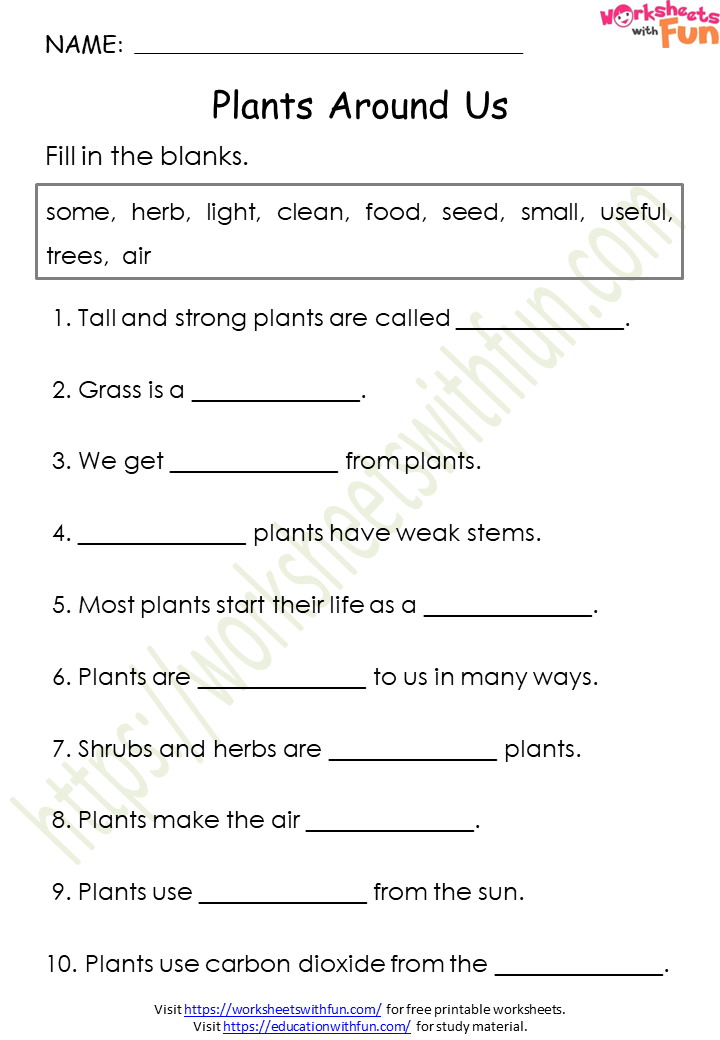 Plants Around Us Worksheet 1 